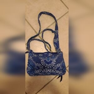 Vera Bradley Elegant Blue Floral Shoulder Bag Crossbody